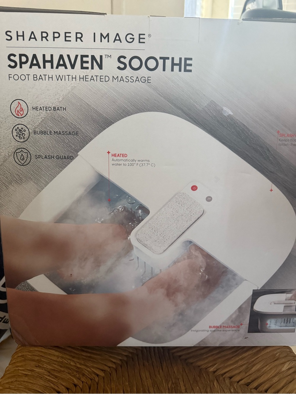 Sharper Image White Foot Bath with Heated Bubble Massage